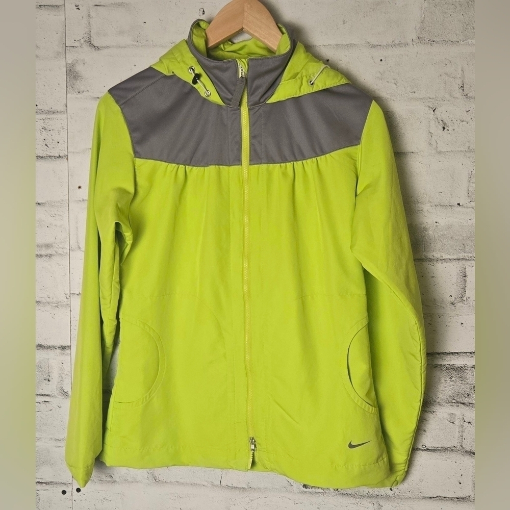 Nike Golf Lightweight Hooded Jacket Womens Small Lime Green Gray